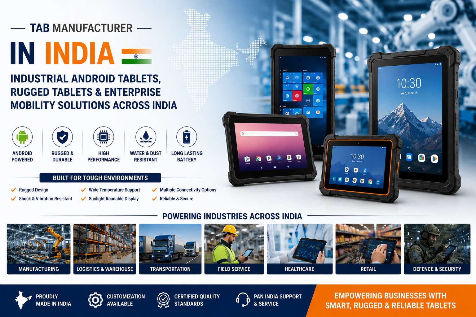 Tab Manufacturer in India – Industrial Android Tablets, Rugged Tablets & Enterprise Mobility Solutions Across India